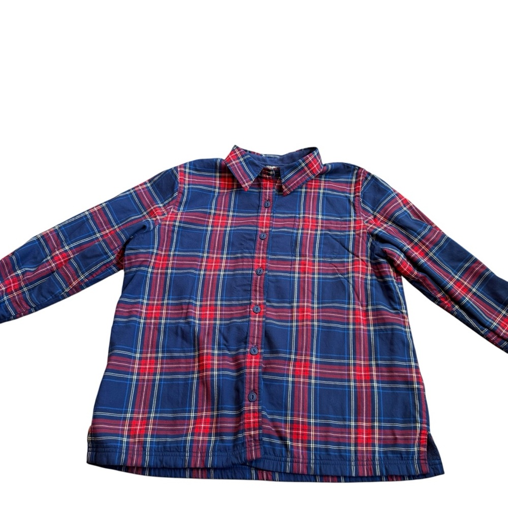LL Bean Fleece Lined Flannel Shirt Jacket Women Medium Plaid Shacket Pocket